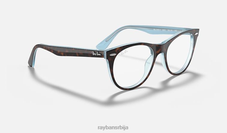 Ray-Ban ваифарер ии оптика P0HP2333 наочаре углачана хавана на светло плавој боји мушкарци