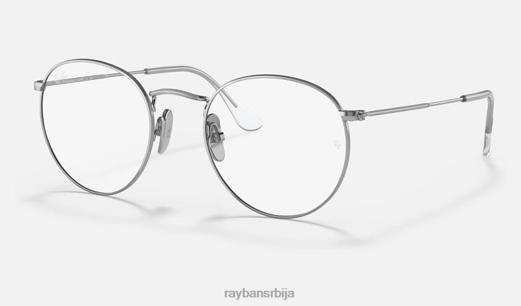 Ray-Ban округла титанијумска оптика P0HP2442 наочаре углачано сребро мушкарци