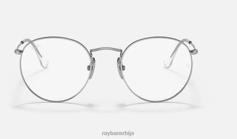 Ray-Ban округла титанијумска оптика P0HP2442 наочаре углачано сребро мушкарци