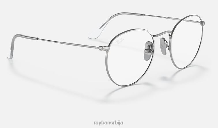 Ray-Ban округла титанијумска оптика P0HP2442 наочаре углачано сребро мушкарци
