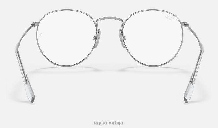 Ray-Ban округла титанијумска оптика P0HP2442 наочаре углачано сребро мушкарци