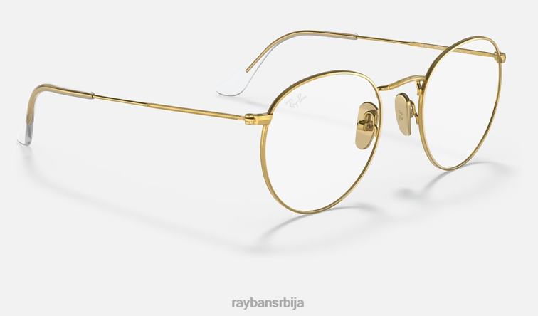 Ray-Ban округла титанијумска оптика P0HP2444 наочаре углачано злато мушкарци