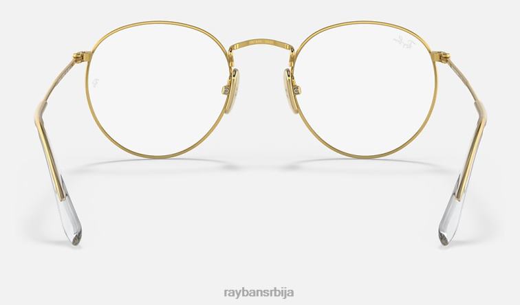 Ray-Ban округла титанијумска оптика P0HP2444 наочаре углачано злато мушкарци