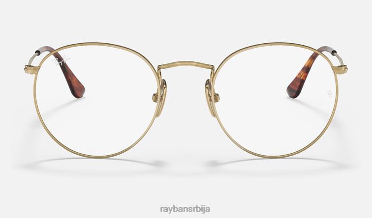 Ray-Ban округла титанијумска оптика P0HP2445 наочаре углачано злато мушкарци