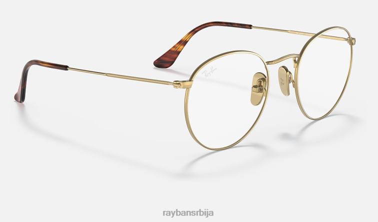 Ray-Ban округла титанијумска оптика P0HP2445 наочаре углачано злато мушкарци
